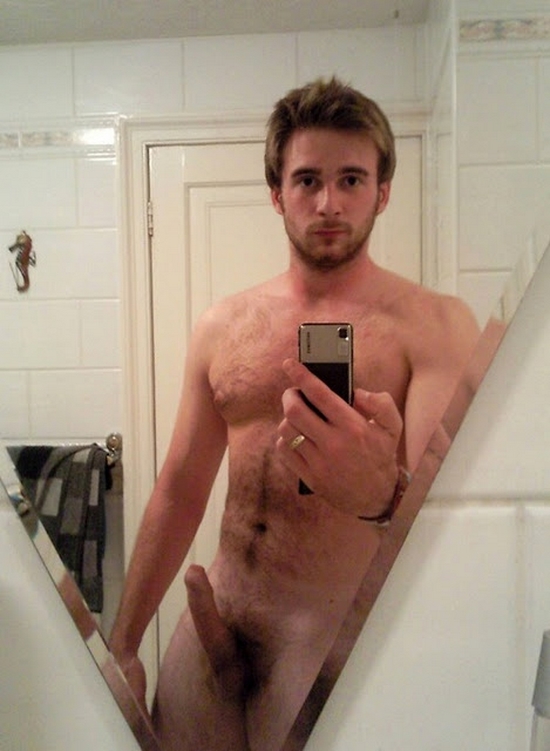 Hairy guy with uncut cock